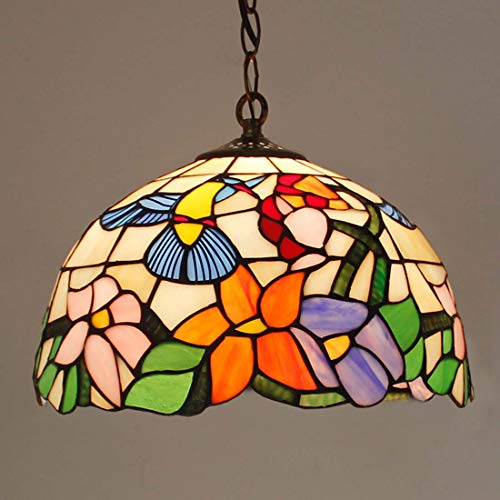 Lustre Tiffany en vitrail vintage fait main plafonnier chic