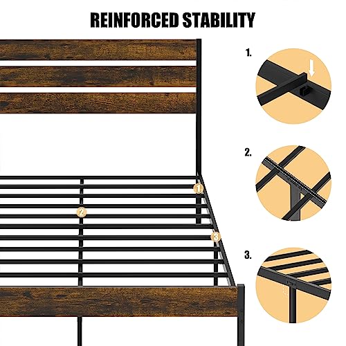 Image of Shintenchi California King Size Round Bed Frame with Steel Slat Support, Platform Metal with Headboard and Footboard, No Box Spring Needed, Noise Free, Easy Assembly