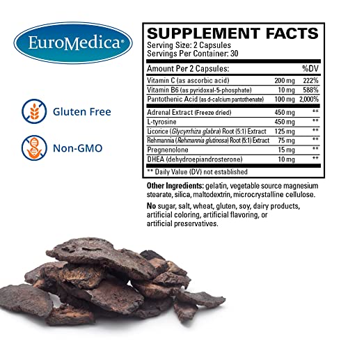 Euromedica Adrenaplex - 60 Capsules - Adrenal Gland Function Supplement - Supports Healthy Adrenal Gland Function & Balanced Mood - 30 Servings #TOP3