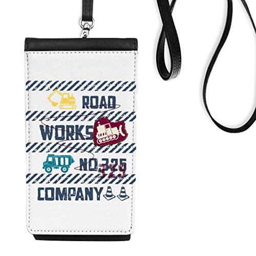 Sac à main suspendu téléphone en cuir avec motif routier multicolore et portefeuille intégré noir