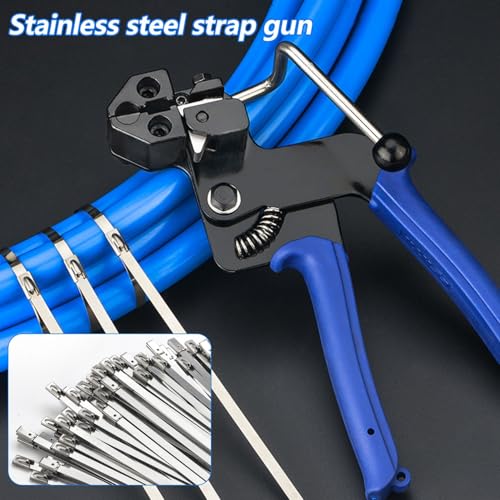 Zestaw opasek zaciskowych ze stali nierdzewnej, zawiera 100 sztuk, 4,6 x 300 mm, opaski kablowe elektryczne, pistolet do