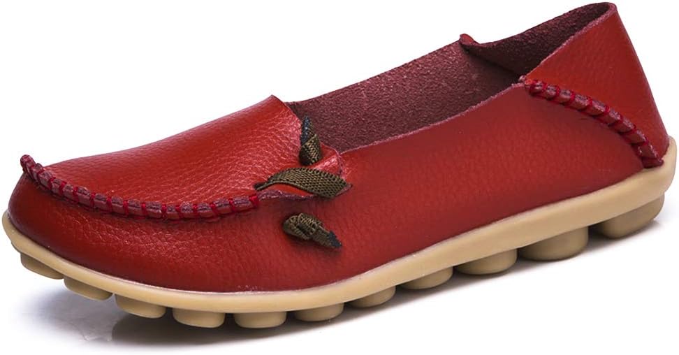 Womens Soft Leather Comfort Driving Loafers Shoes 7.5B(M) US Red