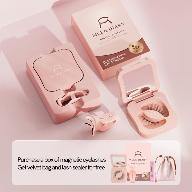 Magnetic Eyelashes with Applicator Natural Reusable Soft Magnetic Lashes Without Eyeliner, Glue-free False Eyelashes Lightweight, Waterproof, Easy to Wear, No Makeup Remover Required(Beauty Style)