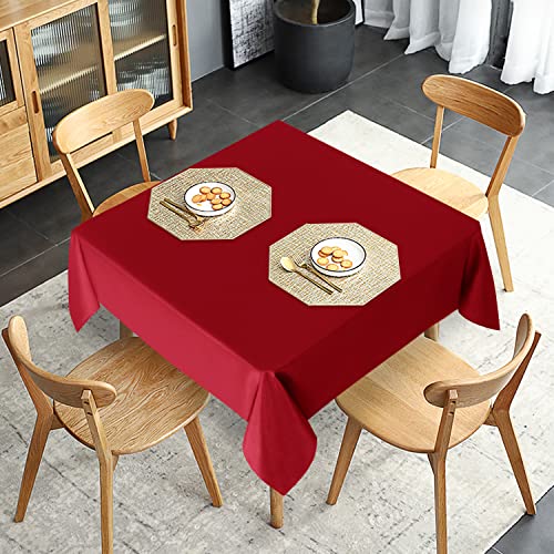 Image of sancua 2 Pack Red Tablecloth 54 x 54 Inch, Stain and Wrinkle Resistant Square Table Cloth - Washable Polyester Table Cover for Dining Tables, Buffet Parties and Camping