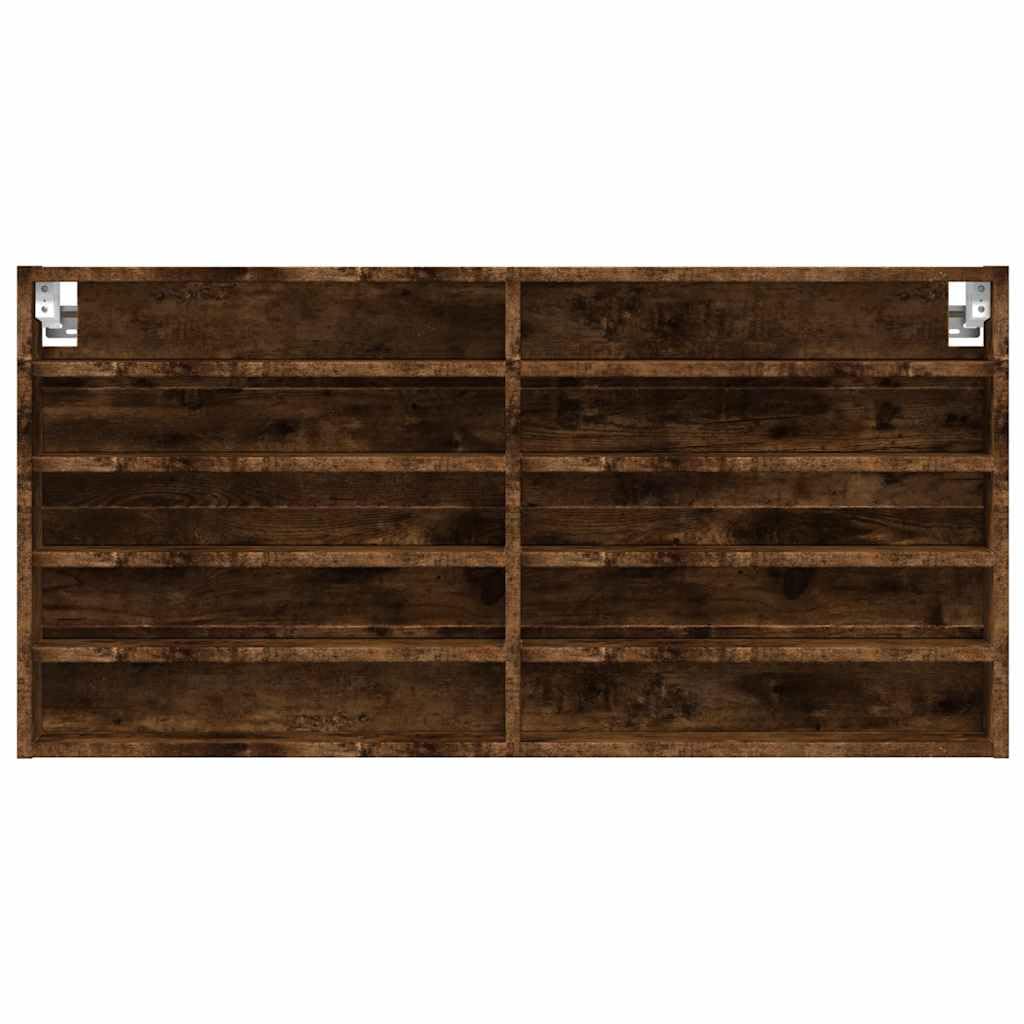 Vitrinenschrank Räuchereiche 100x8,5x50 cm Holzwerkstoff mit 10 Ablagen Elegantes Design & Starker Stauraum für Wohnzimmer Schlafzimmer und Flur