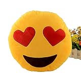  Miryo-Cojín con diseño de emoji Emoticonos Emoticones ojos de corazones suave y cómodo decoración Sofá juguete de peluche Mono Divertido 32 x 32 x 12