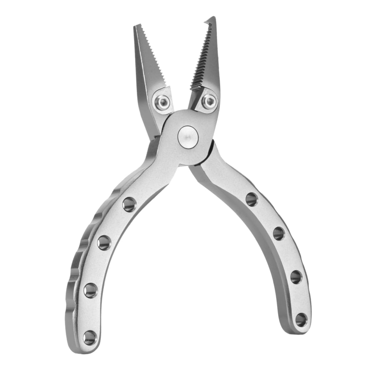 Pinza da Pesca Multiuso Compatta in Lega di Alluminio Argento | Rimozione Ganci, Taglio Lenza Intrecciata, Apri-anelli per Attrezzi da Pesca
