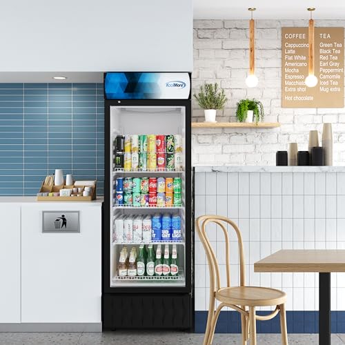 Image of KoolMore 24 in. 12 cu. ft. Commercial One Glass Door Beverage Display Merchandiser Refrigerator Cooler, ETL Listed in Black