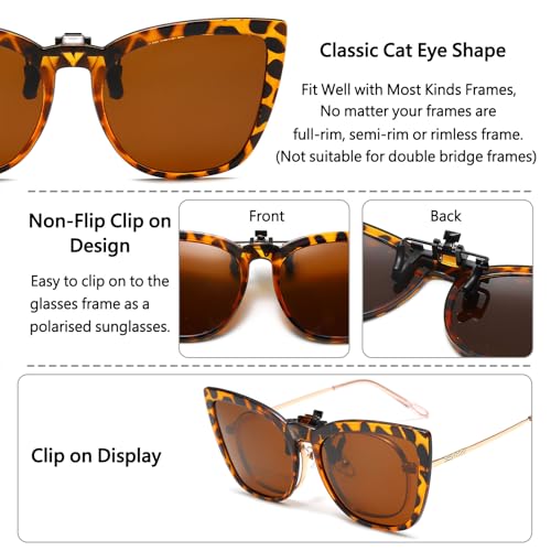 Long Keeper Polarized Clip on Sunglasses Over Prescription Women Men with UV Protection Clip on Cat Eyeglasses4
