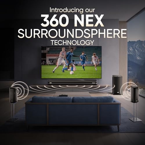 Image of Mivi Nex 800 Dolby Audio Soundbar [New Launch]| 800W Signature Sound | 5.1 Channel Surround Sound Home Theatre with Wired Subwoofer & Satellites| Nex SurroundSphere Tech| Bluetooth v5.3,