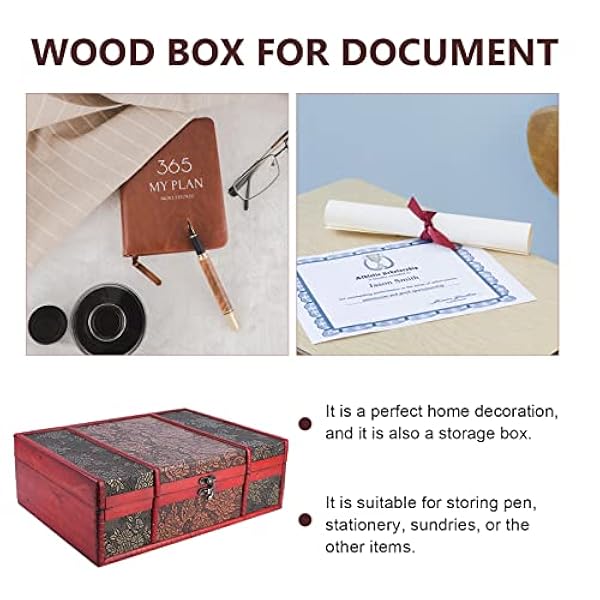 Cabilock Set van 2 opbergdozen voor meisjes, antieke geschenkdoos, boekje, halsketting, opbergorganizer, kleine voorwerpen, vintage capaciteit, sieraden, hout, schatje, groot aandenkenkenkenkamercertificaat