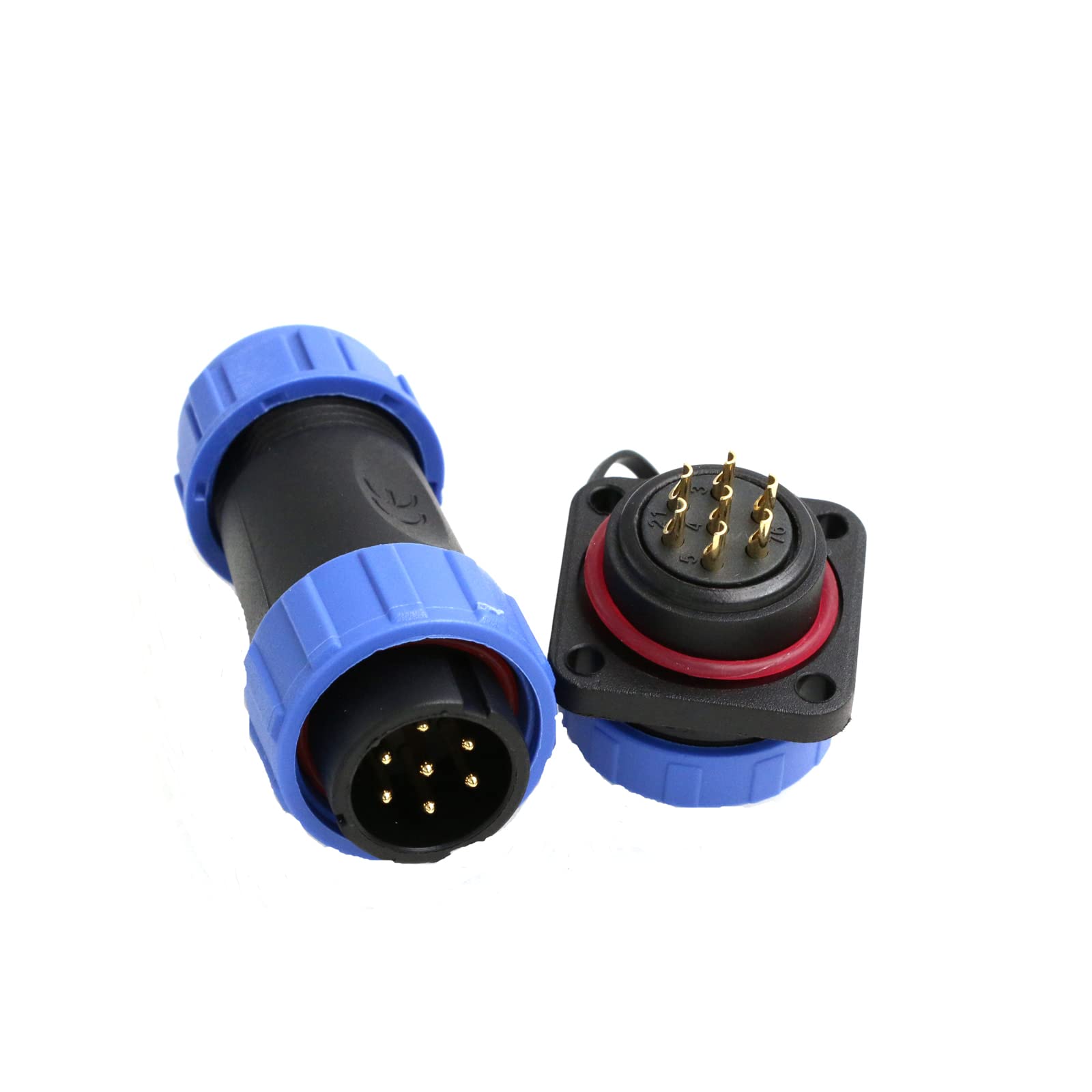 ZBLZGP HE21 7 Pin Aviation Connector Power Industrial Waterproof IP68 Male Plug and Female Socket Screw mount Connector for LED Lighting Power Equipment