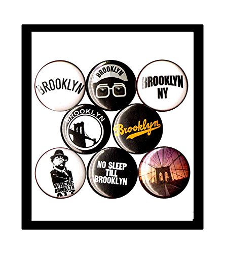 BROOKLYN NEW YORK NY set of 8 NEW 1 Inch (25mm) Pinback Buttons Badges Pins 1