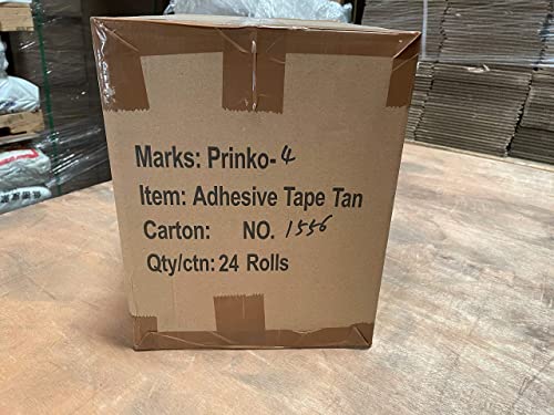 Prinko 24-Rolls Ultra Tan Brown 2.0 Mil Tape 3'' X 110 Yards (330' Ft) Heavy Duty Carton Packing Packaging Sealing Tape #TOP1