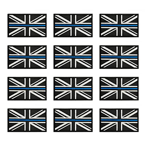 Hodeacc 12 Stück taktische Union Jack Aufnäher für Paintball, Militär-Armband, Klettverschluss, Kapitel, Mizi-Flagge, Stickerei, Stoffflicken, Outdoor-Taschen, Hüte, Kleidung Cover