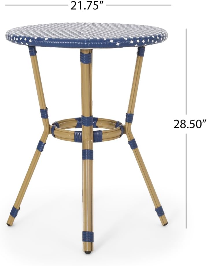 Outdoor French Bistro Set with PE Rattan and Aluminum Frame for Patio or Balcony Use