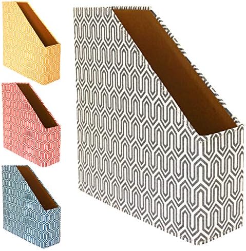 Graphic Geometric Magazine File Holder (Grey) | Made from recycled material | Covered in eco-friendly Cotton Paper