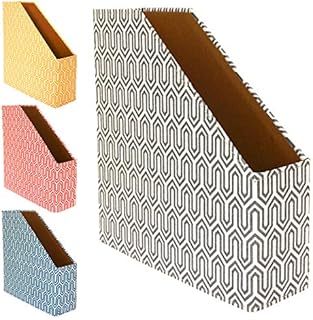 Graphic Geometric Magazine File Holder (Grey) | Made from recycled material | Covered in eco-friendly Cotton Paper