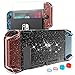 HEYSTOP Carcasa Nintendo Switch, Funda Nintendo Switch con Protector de Pantalla para Nintendo Switch Console y Joy Cons con 4 Agarres para el Pulgar, Nueva Actualización 2021 Black Glitter Edition