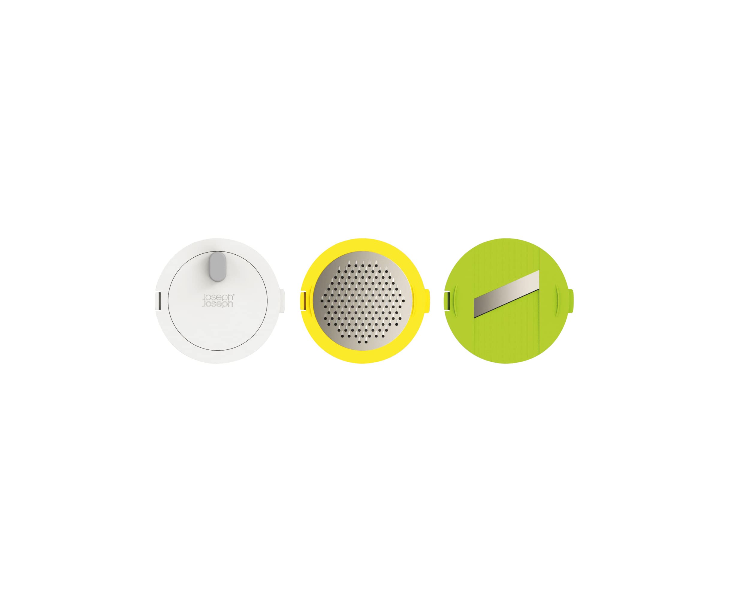 Joseph Joseph Duo Set de préparation de salade multi-usages 3 pièces, essoreuse à salade, râpe et éminceur, Multicolore