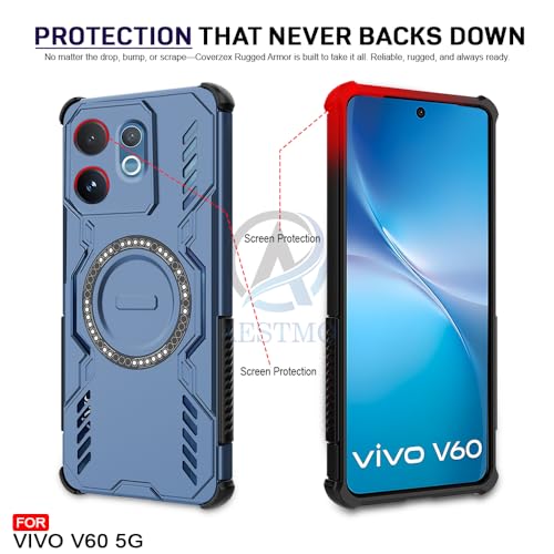 Image of AESTMO Back Case Cover for VIvo V60 / V60E / T4 Pro 5G | Magnetic Case with Built-in Metal Ring | Compatible with MagSafe Accessories | Shockproof Hybrid (PC + TPU) (Blue)
