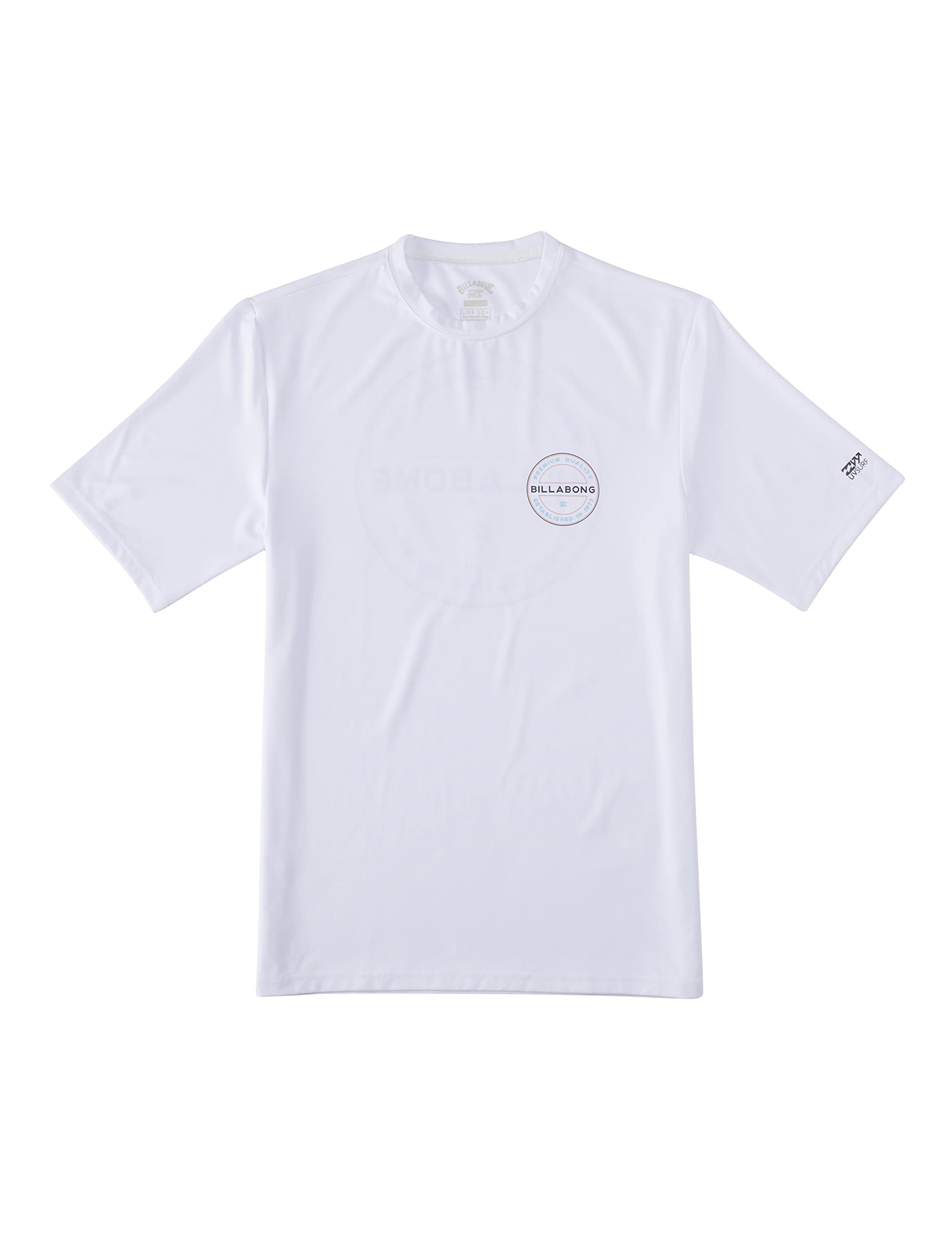 Billabong mens Classic Short Sleeve Loose Fit Rashguard Rash Guard Shirt, White Rotor, Small US