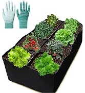 Hecurba Fabric Raised Garden Bed, 6 x 3 x 1 ft Planter Boxes Outdoor with 8 Grids, Perfect for Ve...