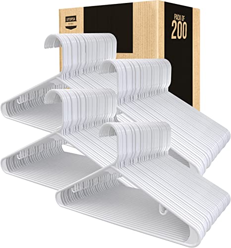 image for Utopia Home Plastic Hangers 200 Pack - Clothes Hanger with Hooks - Dur