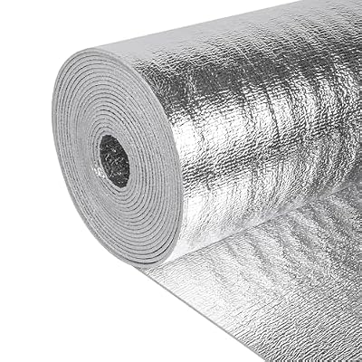 Reflective Insulation Roll 24in x 10Ft (3mm) Foam Core Radiant Barrier Double Reflective Aluminum Foil Wrap Insulation Sheet Thermal Shield for Winter RV Window Thermal Cold Insulation Summer Heat