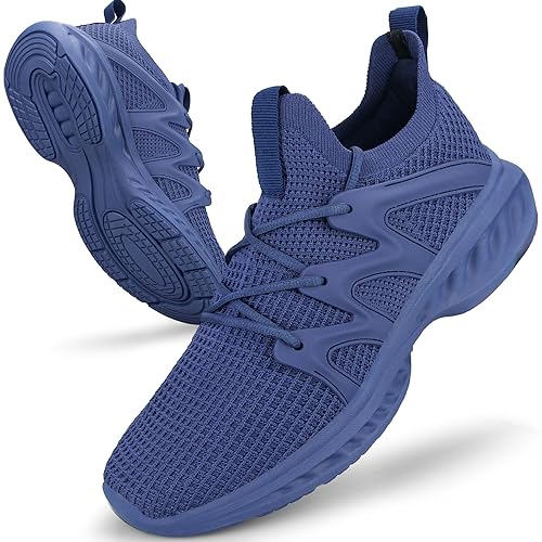Image of Pujcs Men's Slip On Walking Shoes - Lightweight Breathable Mesh Sneakers for All Day Standing,Non Slip Shock Absorbing Athletic Footwear for Gym,Travel & Work
