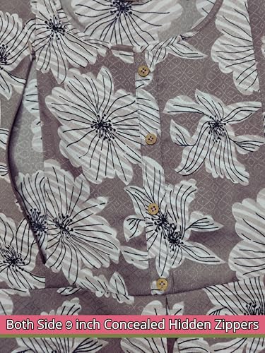Image of RITIJYA Pure Cotton Feeding Kurta Pant Set for Women | Floral Anarkali Pregnancy Dress with Concealed Nursing Zipper Side Pocket | Pre & Post Partum | Maternity Dresses | Baby Shower Outfit