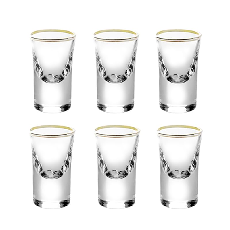 Sihanoukville Elegante Kristall-Schnapsgläser mit 24 Karat Goldflocken, Premium-Trinkgläser für Whiskey, Tequila, Wodka und Bar-Party, 6 Stück
