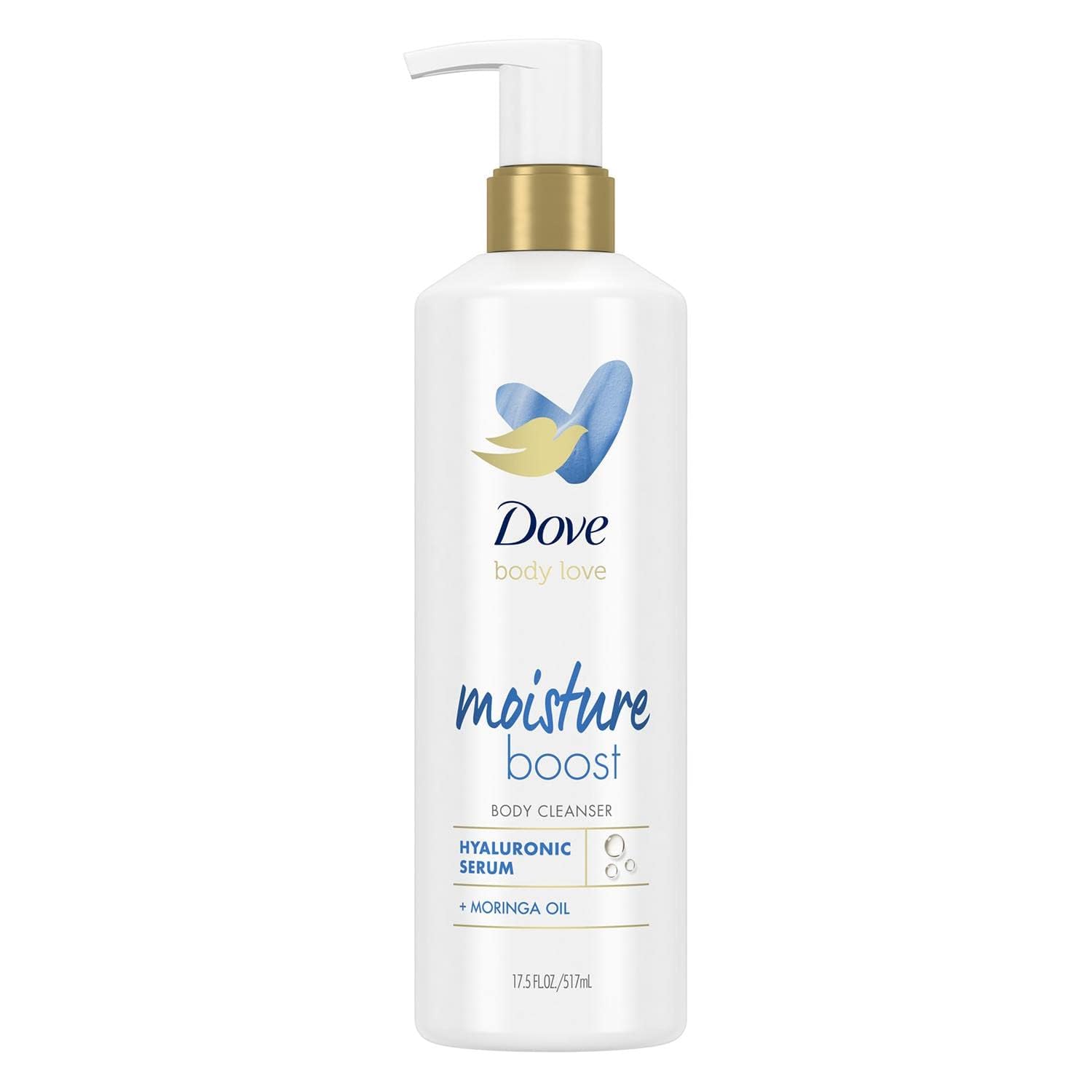 DoveBody Love Body Cleanser Moisture Boost For Dry Skin Body Wash with Hyaluronic Acid and Moringa Oil 17.5 fl oz