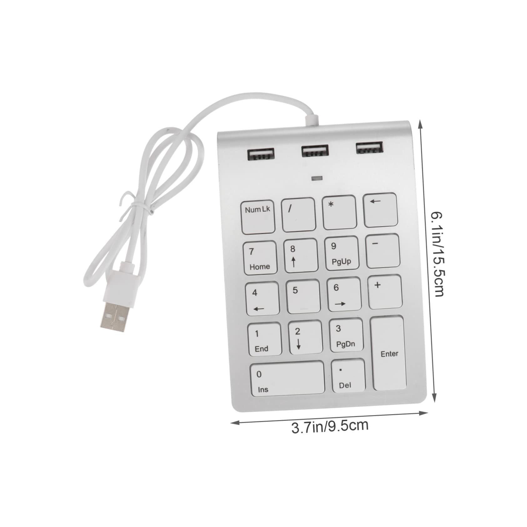 SEWACC Wired Keyboard Zinc Alloy Numeric Keypad 3 Ports Hub Laptop Compatible