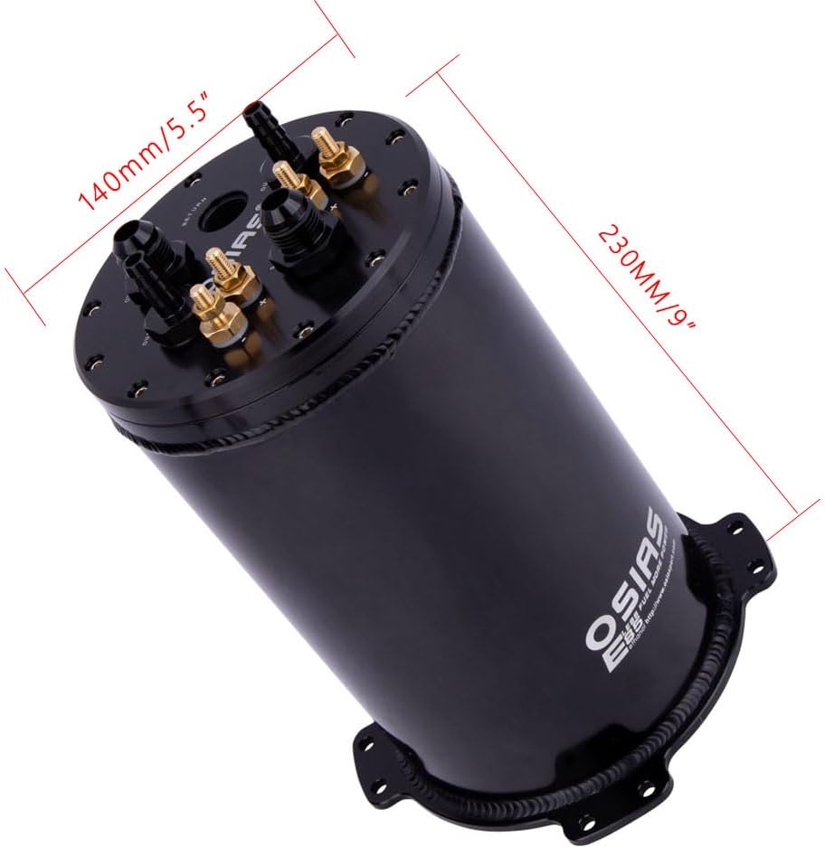 OSIAS 2.6L/2.8L 8AN Fuel Surge Tank For Single or Twin 39mm-40mm Intank Pumps Aluminum