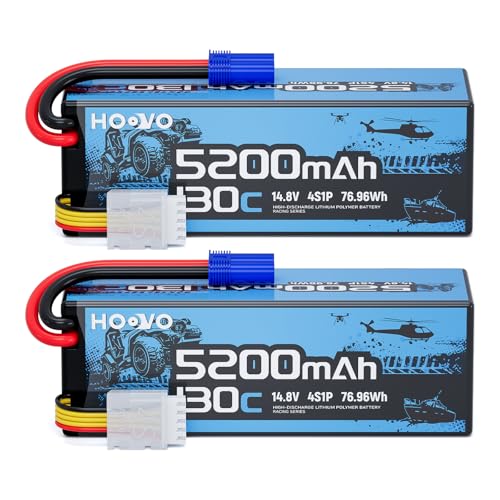 HOOVO 4S Lipo Battery 5200mAh 14.8V 130C EC5 2-Pack