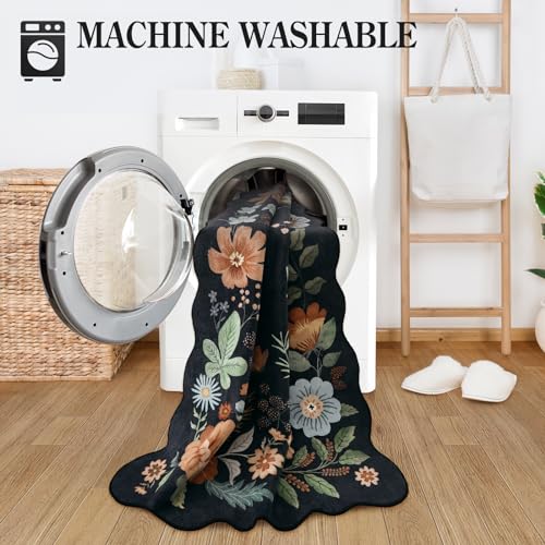 Lahome Floral Entryway Rug, 2X3 Washable Kitchen Rug Ultra-Thin Soft Rug thumb #3