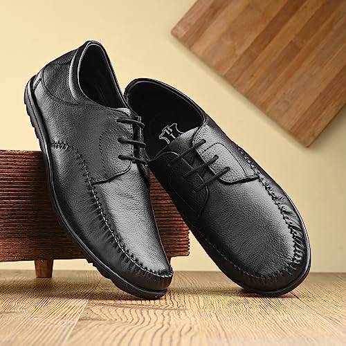 Image of Blue Leather by Centrino Genuine Leather Men Formal Shoe | Cushioned Insole | Stylish lace up | Durable & Leather Crafted | Elegant Premium Leather | Perfect Office Wear & Formal Dress for Men (3921)