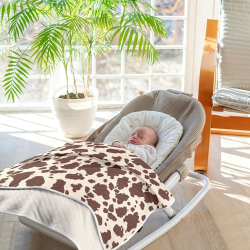 Image of Baby Blankets for Baby Boy or Girl Soft Crib Receiving Blanket for Infant Toddler Kid Crib Bedding 30X40in Cow Print