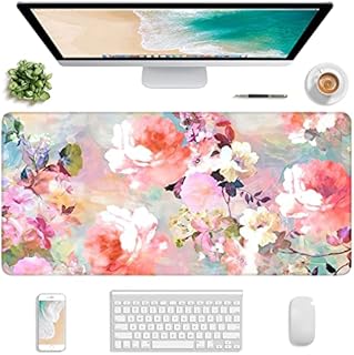 Atufsuat Extended Gaming Mouse Pad, XXL Large Desk Pad 30 x 14 Inch, Big Computer Keyboard Mousepad, Waterproof Mouse Mat with Stitched Edges and Non-Slip Base for Women Office Gaming, Flower