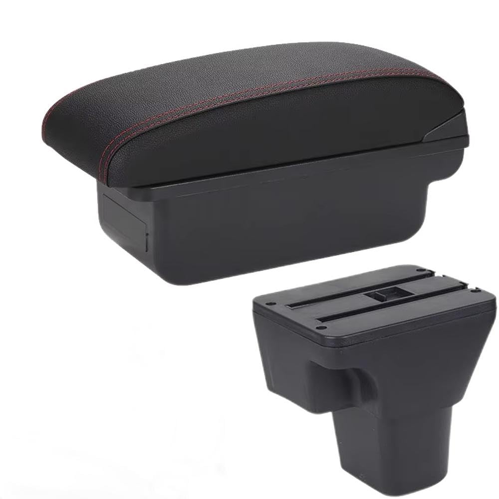 SXQPOCAR For Hyundai Solaris For Accent RB For Verna 2005-2010 Car Armrest Box Storage Box Replacement Parts(C1 Black red NO USB)