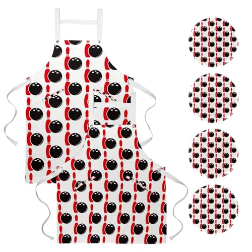 Tablier de cuisine motif bowling sans couture avec 4 broches