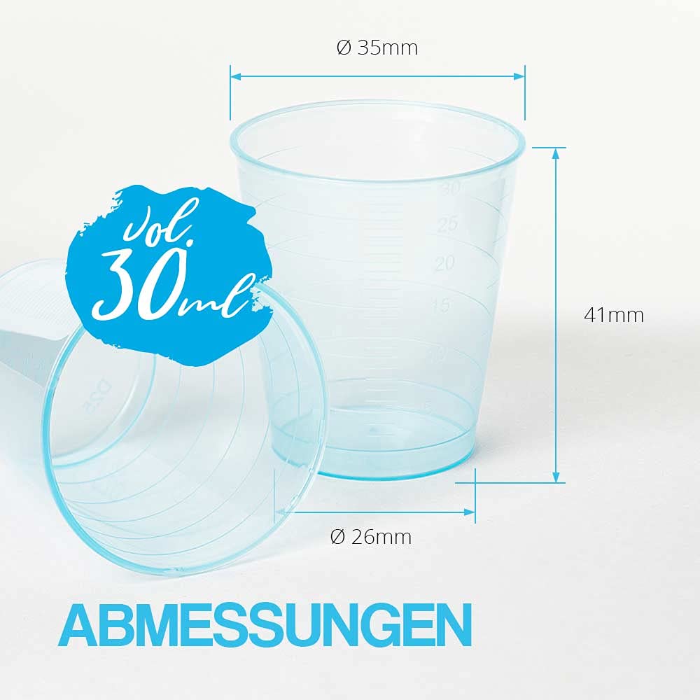 Tuuters. Lot de 300 gobelets à médicaments, 30 ml, incassables, pour schnaps, médecines, mélange de couleurs + couvercle