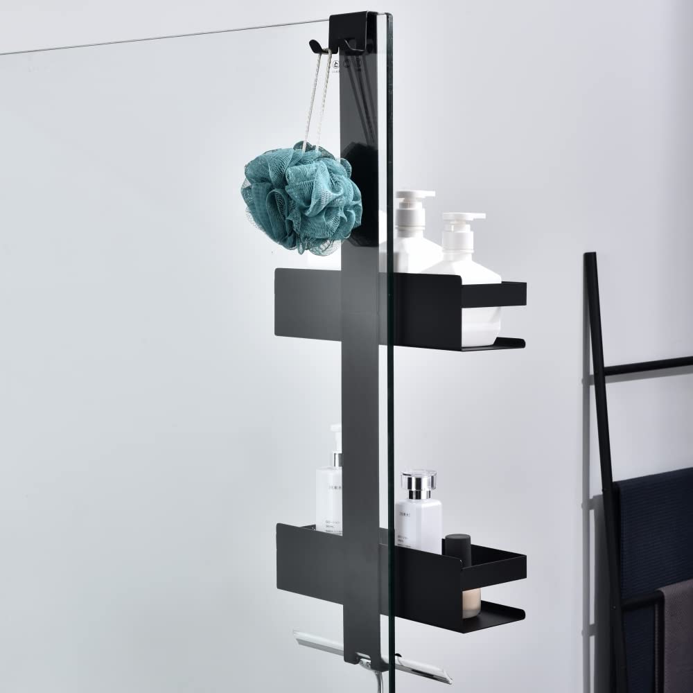 4 Ganci, Nero, Per Porte Vetro Spessore <2 Cm Mensola