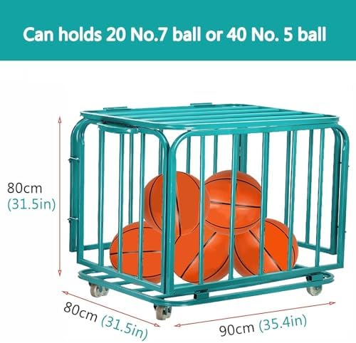 Heavy-Duty Ball Storage Rack on Wheels, Lockable Metal Cage for Playground & Kindergarten, Extra Large Capacity Sports Equipment Organizer