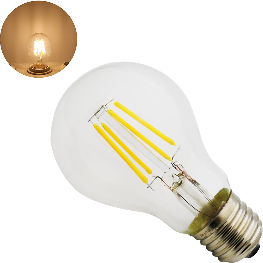 Bombilla LED Esférica E27 con Filamento,A60 4W (equivalente a 40W), Cálida luz blanca 2700K,No Regulable (20 piezas)