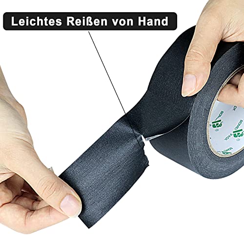 BOMEI PACK 2 Rollen 50mx48mm Schwarzes Malerband Abdeckband Kunsthandwerk Klebeband Premium Masking Tape, Dekorieren Malerband für Indoor (Schwarz)