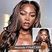 Mayouda Long V Part Body Wavy Wig With Black With Highlight Brown Upgrade U Part Synthetic Water Wavy Wigs for Black Women Full Head Clip In Hair Glueless Synthetic Wigs (Black Mix Brown)