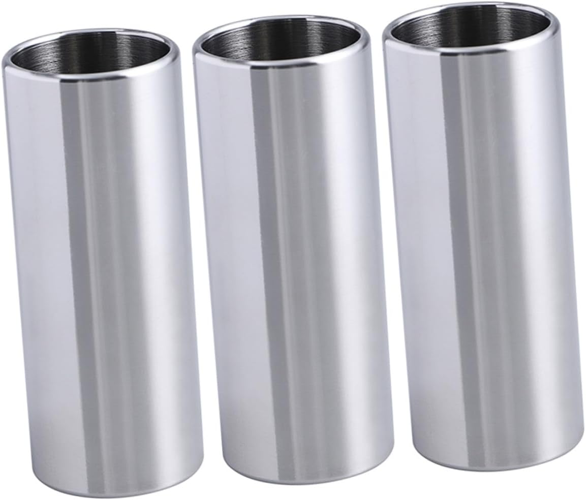 BESPORTBLE 6Pcs Medium Bottleneck Guitar Slides with Transparent Glass and Silver Stainless Steel for Electric and Acoustic Bass Superior Sustain and Clear Bright Sound for Professional