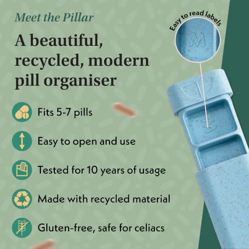 Image of Pillar - 7-Day Pill Organizer | Weekly Medicine Pill Container Travel Box - Aesthetic Medication Holder - Stylish Travel Pill Case - Cute Small Medication Organizer 7 Day for Women (Powder Blue)